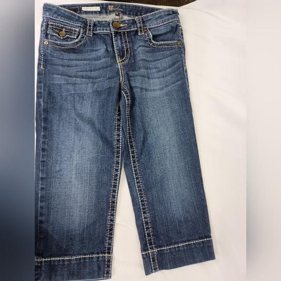 Kut from the Kloth Denim - KUT FROM‎ THE KLOTH 6 Designer Natalie Crop Dark Wash Blue Denim Jeans-(#1,395)
